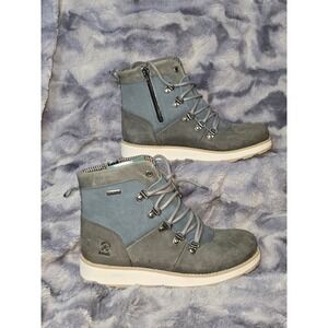 NWT Kamik Ariel Lo Waterproof Winter Boots Size 8 Blue/green Lace Up W/ Side Zip